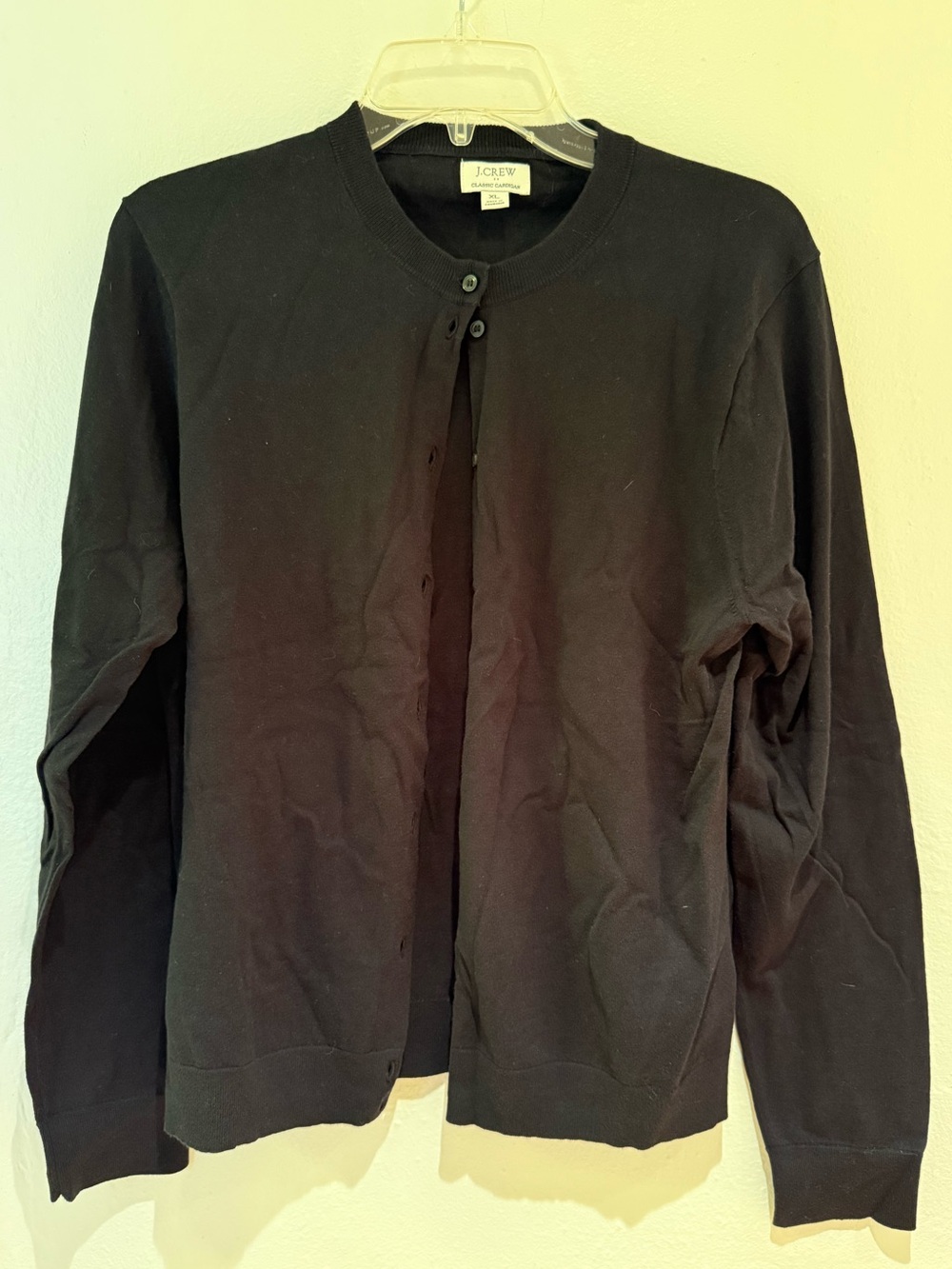 J. Crew Classic Cardigan Sweater, Black, Size XL